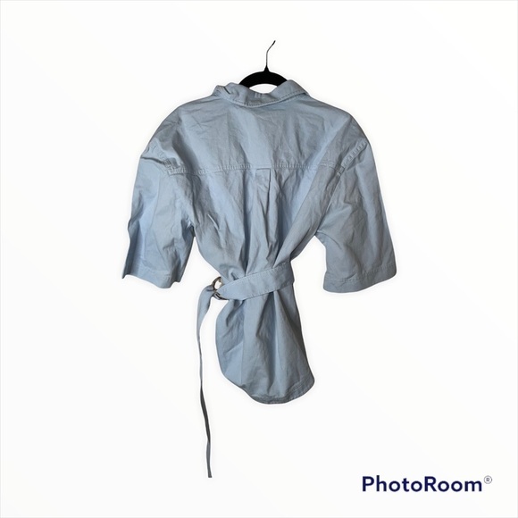 NWT SIGNIFICANT OTHER Regina Shirt Light Blue Cutout Belted Size US 4 - Picture 9 of 12
